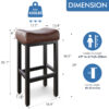 Counter Height Bar Stools Set of 2, 29 Inch, Brown+Black