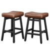 Kitchen Bar Stools Set of 2, 24 Inch, Brown+Black