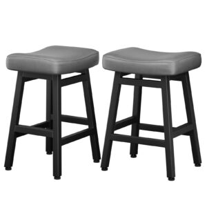 Kitchen Bar Stools Set of 2, 24 Inch, Grey+Black