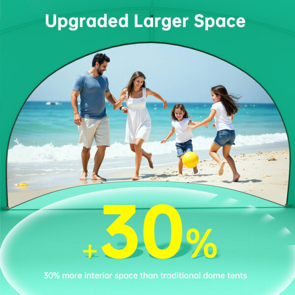 Beach Tent, with UPF50+ UV Protection, 4 Persons, Mint Green