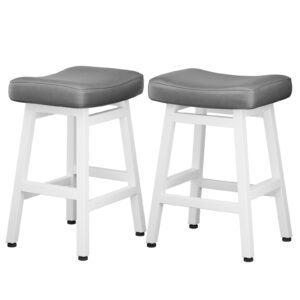 Kitchen Bar Stools Set of 2, 24 Inch, Grey+White