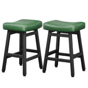 Kitchen Bar Stools Set of 2, 24 Inch, Forest Green