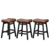 Kitchen Bar Stools Set of 3, 24 Inch, Brown+Black