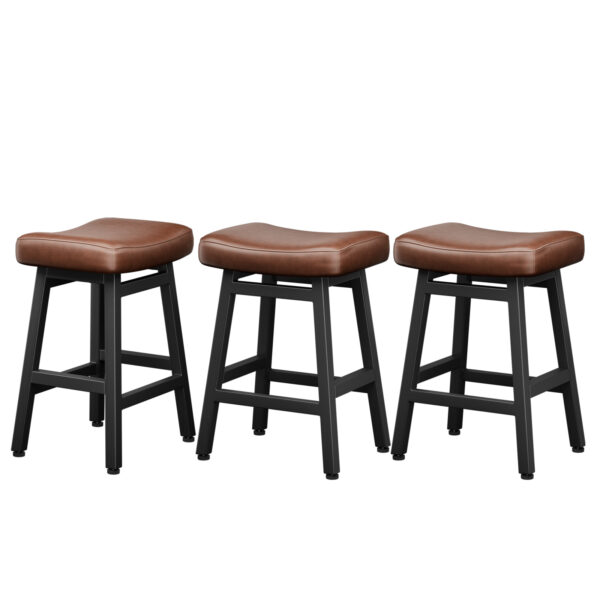 Kitchen Bar Stools Set of 3, 24 Inch, Brown+Black