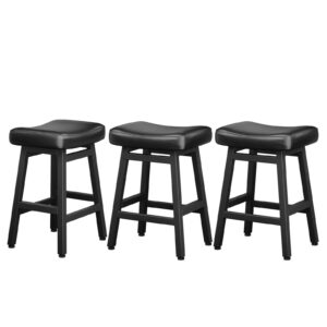 Kitchen Bar Stools Set of 3, 24 Inch, Black