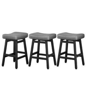 Kitchen Bar Stools Set of 3, 24 Inch, Grey+Black