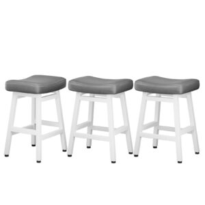 Kitchen Bar Stools Set of 3, 24 Inch, Grey+White
