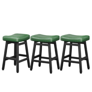 Kitchen Bar Stools Set of 3, 24 Inch, Forest Green