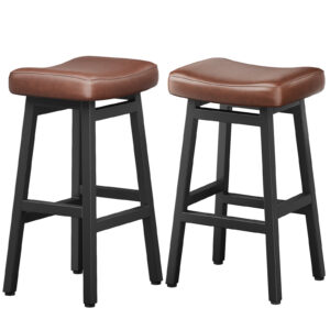 Kitchen Bar Stools Set of 2, 29 Inch, Brown+Black