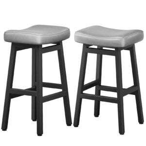 Kitchen Bar Stools Set of 2, 29 Inch, Grey+Black