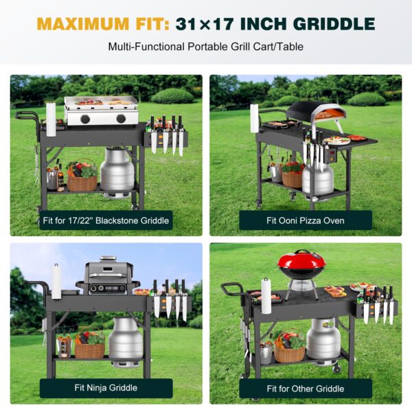 Folding Outdoor Grill Cart, 440 LBS