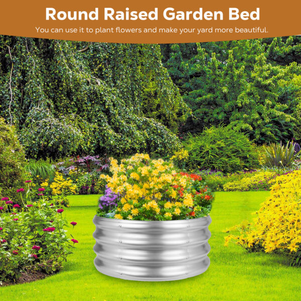 24 Inch Round Galvanized Fire Pit Ring, 2 Feet, Silver