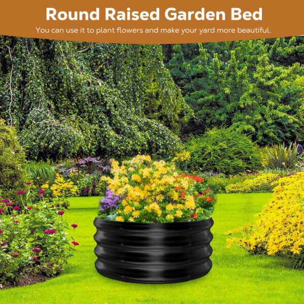 24 Inch Round Galvanized Fire Pit Ring, 2 Feet, Black