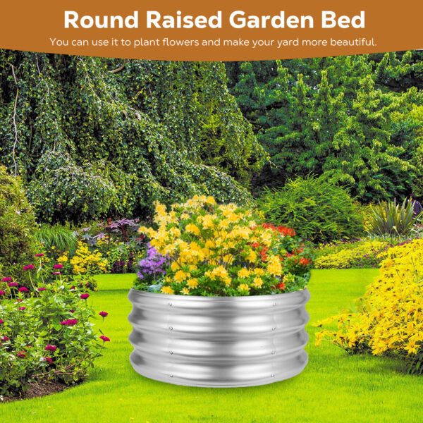 36 Inch Round Galvanized Fire Pit Ring, 3 Feet, Silver