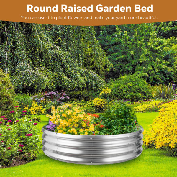 48 Inch Round Galvanized Fire Pit Ring, 4 Feet, Silver