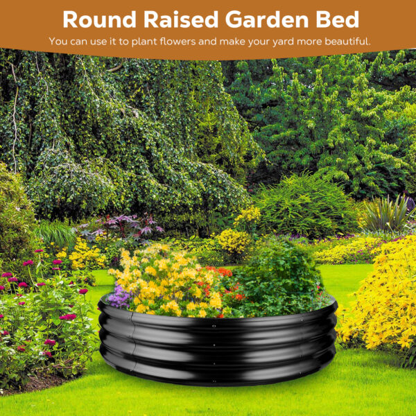 48 Inch Round Galvanized Fire Pit Ring, 4 Feet, Black