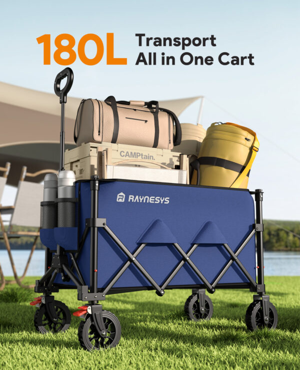 Heavy Duty Collapsible Wagon, 180L & 330lbs, Blue