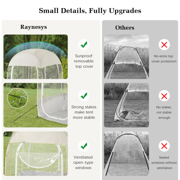 Portable Sports Tent, Clear View, Beige