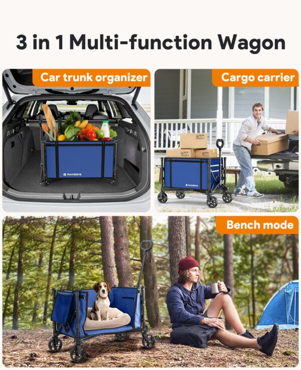 3 in 1 Collapsible Wagon, 120L & 220lbs, Indigo