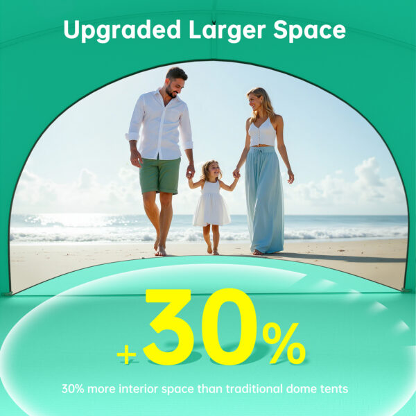 2 Beach Tent, with UPF50+ UV Protection, 3 Persons, Mint Green