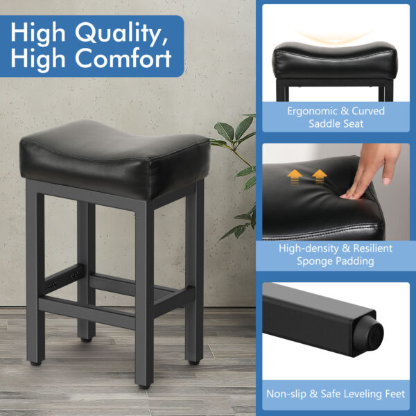 Counter Height Bar Stools Set of 2, 24 Inch, All Black