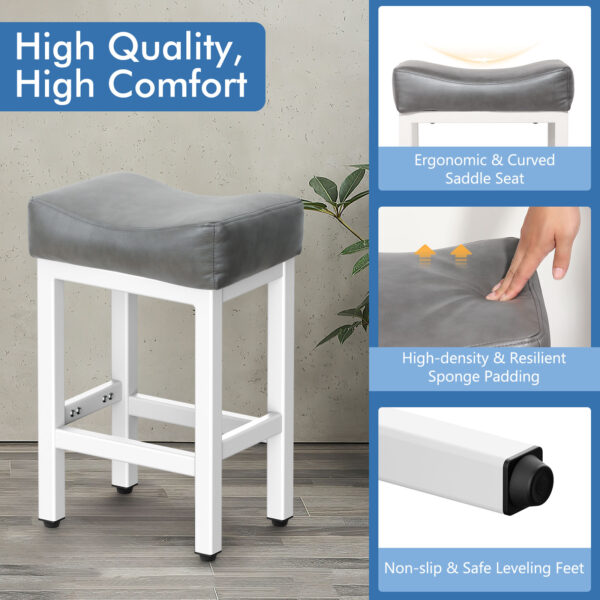 Counter Height Bar Stools Set of 3, 24 Inch, Grey+White