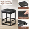 Faux Leather Counter Stools Set of 3, 24 Inch, Black