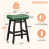 Kitchen Bar Stools Set of 2, 24 Inch, Forest Green