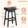 Kitchen Bar Stools Set of 2, 29 Inch, Black