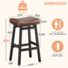 Kitchen Bar Stools Set of 2, 29 Inch, Brown+Black