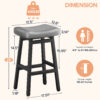 Kitchen Bar Stools Set of 2, 29 Inch, Grey+Black