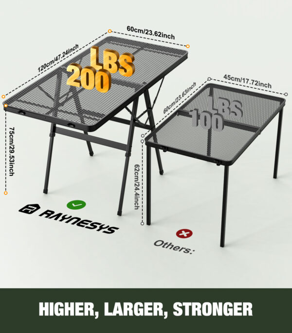 Folding Grill Table with Mesh Desktop, 200 LBS, XL Size