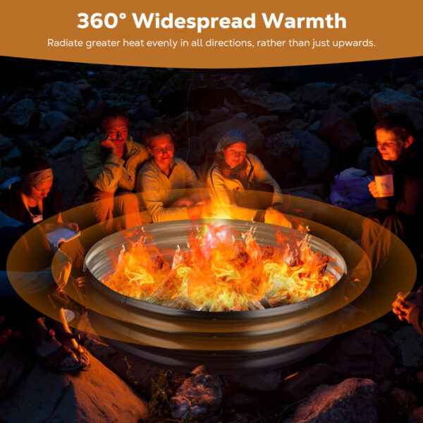 48 Inch Round Galvanized Fire Pit Ring, 4 Feet, Black