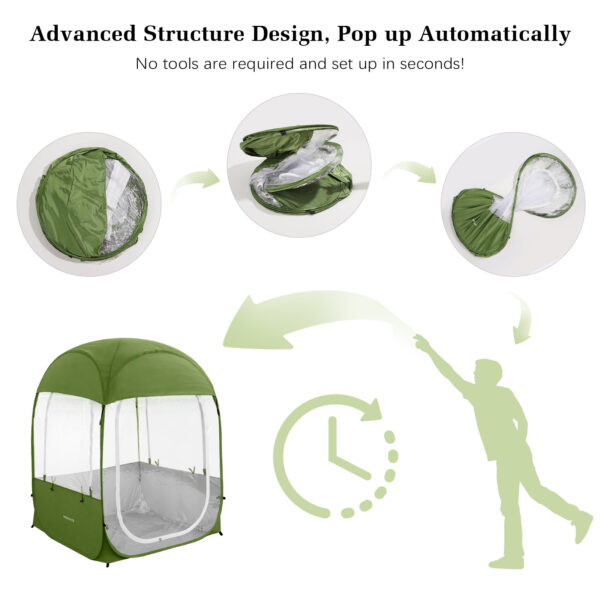 Instant Sports Tent, Clear View, Army Green