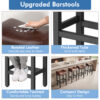 Counter Height Bar Stools Set of 2, 29 Inch, Brown+Black