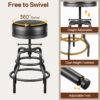 Industrial Vintage Adjustable Bar Stools Set of 3, 22-29 Inch, Black