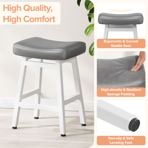Kitchen Bar Stools Set of 2, 24 Inch, Grey+White
