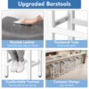 Counter Height Bar Stools Set of 2, 29 Inch, Grey+White