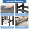 Counter Height Bar Stools Set of 2, 29 Inch, Grey+Black