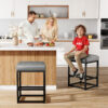Faux Leather Counter Stool, 24 Inch, Grey
