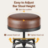 Industrial Vintage Adjustable Bar Stools Set of 3, 22-29 Inch, Brown