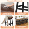 Kitchen Bar Stools Set of 3, 24 Inch, Brown+Black