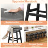 Kitchen Bar Stools Set of 2, 24 Inch, Grey+Black
