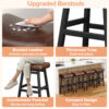 Kitchen Bar Stools Set of 2, 29 Inch, Brown+Black