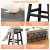 Kitchen Bar Stools Set of 2, 29 Inch, Grey+Black