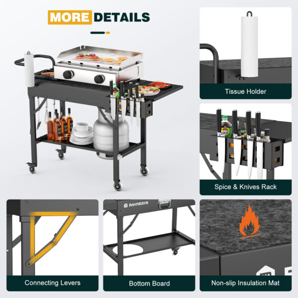 Folding Outdoor Grill Cart, 440 LBS