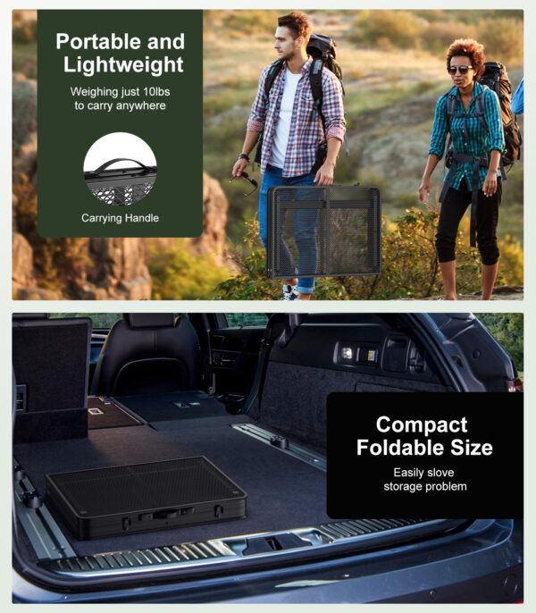 Folding Grill Table with Mesh Desktop, 200 LBS, L Size