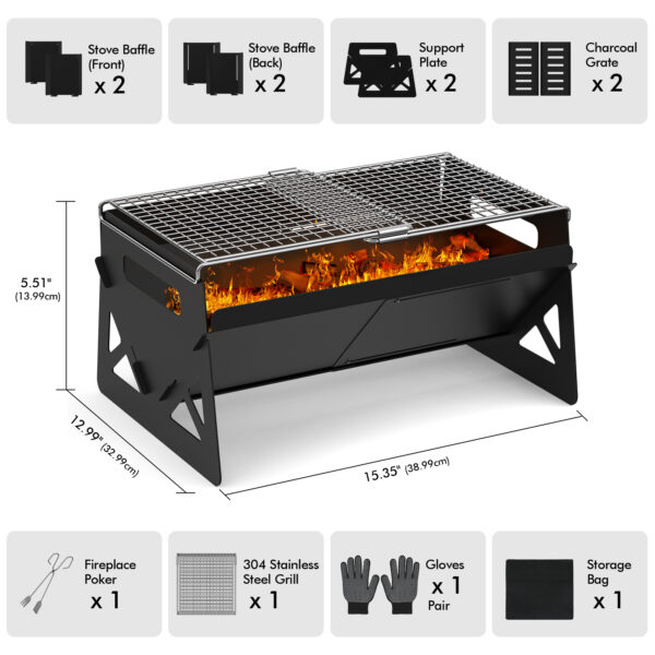 Folding Charcoal Grill with Carry Bag