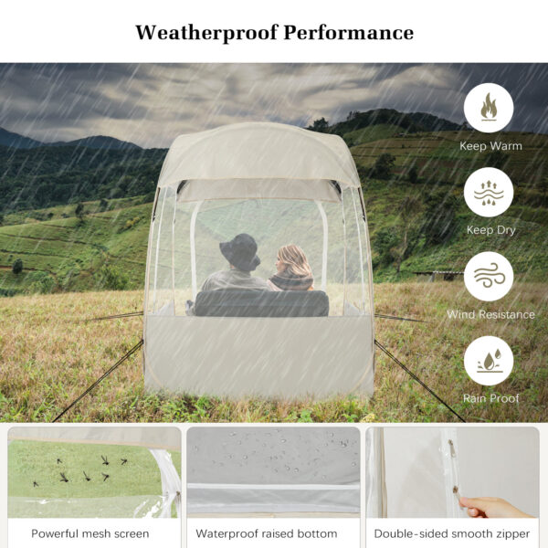 Instant Sports Tent, Clear View, Beige