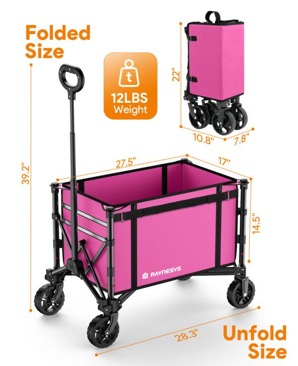 3 in 1 Collapsible Wagon, 120L & 220lbs, Pink